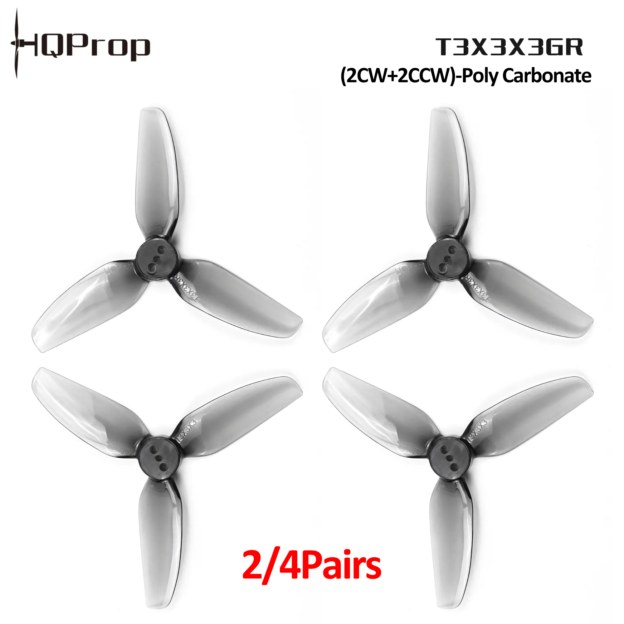 Drone Propeller - 2/4 paires d'hélices HQProp T3X3X3GR, hélice