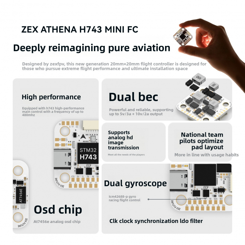 Contrôleur de vol ZEX ATHENA H - Betaflight Fc avis et prix