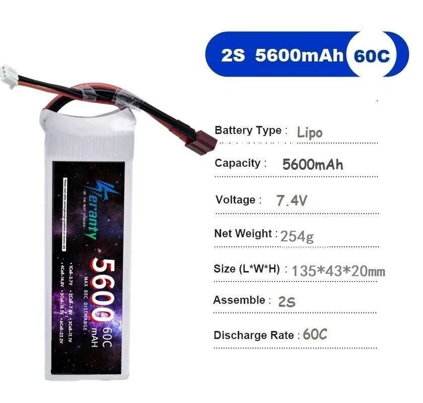 TERANTY 5600 MAH 60C 2S 3S 4S  - Lipo Battery 6S avis et prix